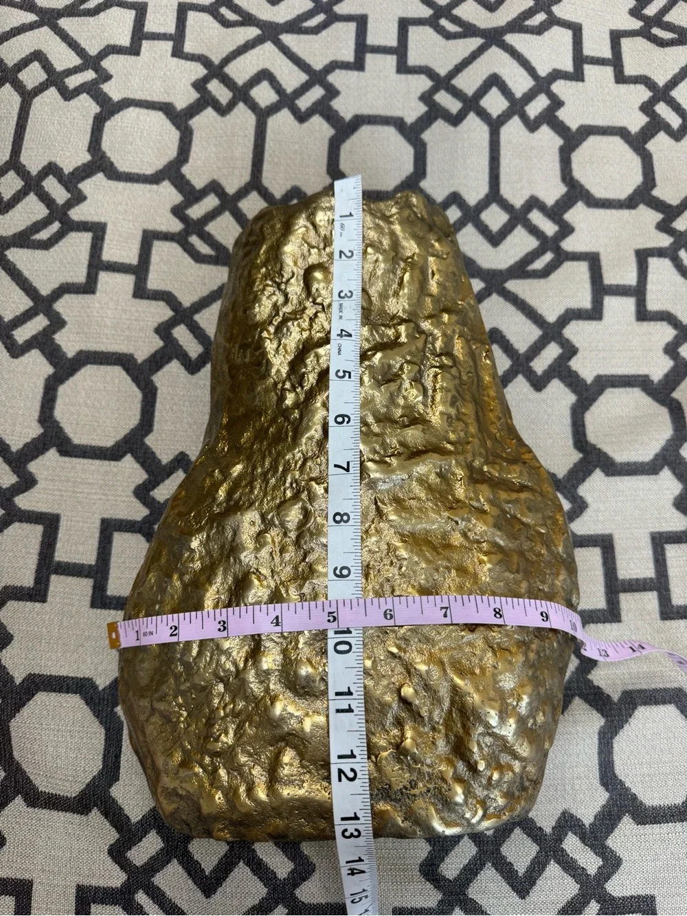 Organic Sculptural Gold Metal Vase Brutalist Style Heavy Statement Decor